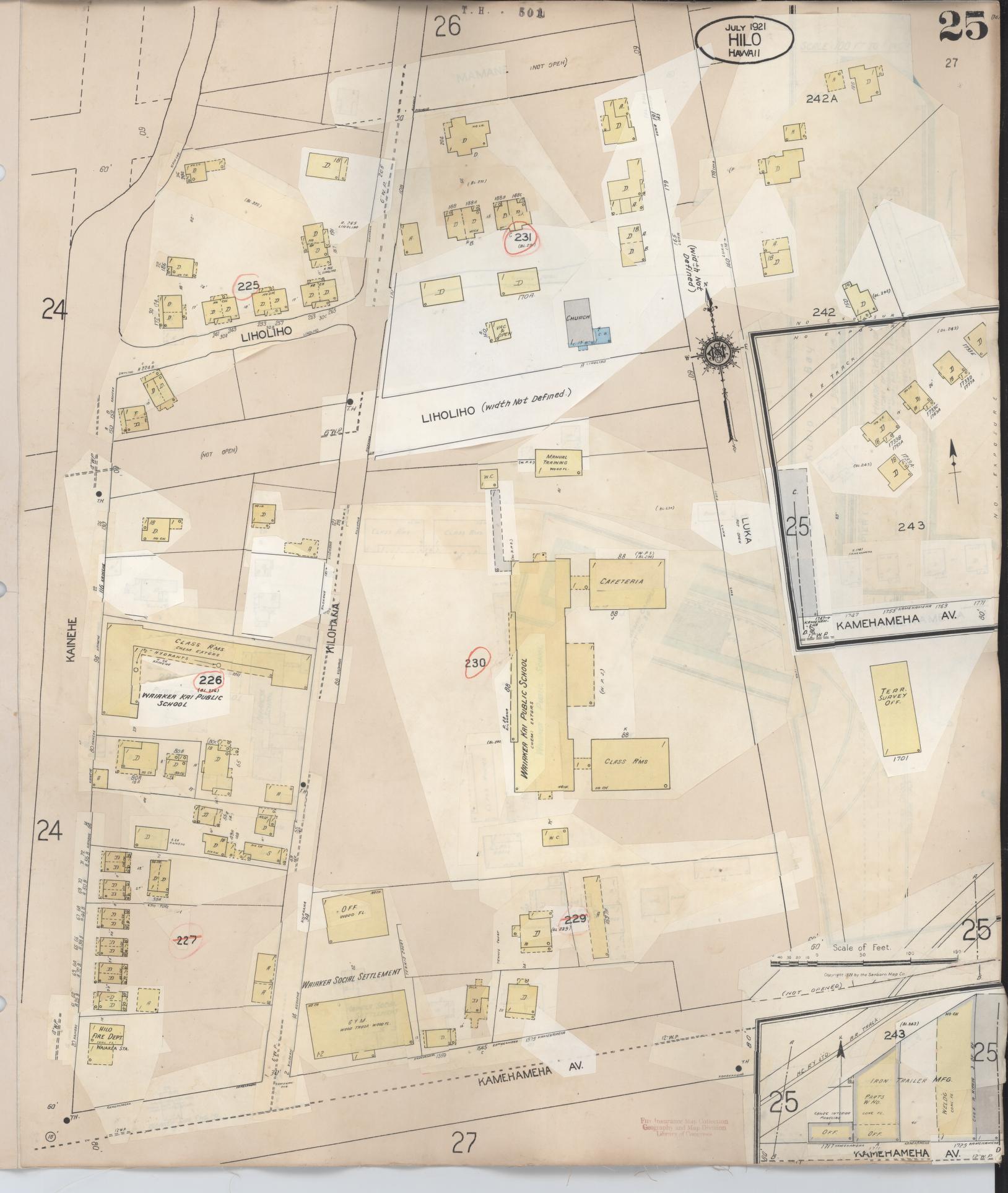Sanborn Fire Insurance Map from Hilo, Hawaii County, Hawaii (1957), Sheet #0025 - Historic Sanborn Fire Insurance Map Print