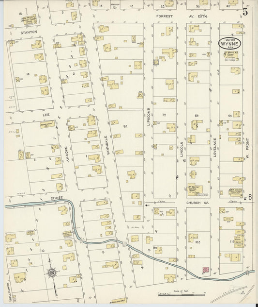 Sanborn Fire Insurance Map from Wynne, Cross County, Arkansas (1913), Sheet #0005 - Historic Sanborn Fire Insurance Map Print, vintage old map wall art, antique decor, genealogy gift, Arkansas Arkansas map