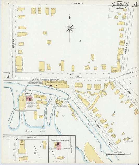 Sanborn Fire Insurance Map from Baldwinsville, Onondaga County, New York (1901), Sheet #0004 - Historic Sanborn Fire Insurance Map Print, vintage old map wall art, antique decor, genealogy gift, New York New York map
