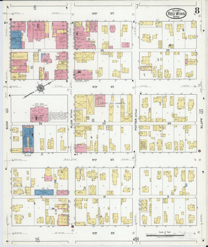 Sanborn Fire Insurance Map from Red Wing, Goodhue County, Minnesota (1917), Sheet #0008 - Complete Map Set gallery image, historic Sanborn map, vintage wall art, Minnesota Minnesota