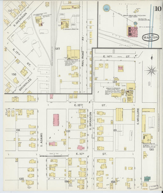 Sanborn Fire Insurance Map from Marion, Grant County, Indiana (1893), Sheet #0010 - Historic Sanborn Fire Insurance Map Print, vintage old map wall art, antique decor, genealogy gift, Indiana Indiana map
