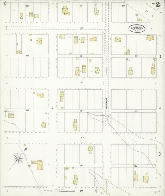 Sanborn Fire Insurance Map from Aberdeen, Grays Harbor County, Washington (1901), Sheet #0002 - Historic Sanborn Fire Insurance Map Print, vintage old map wall art, antique decor, genealogy gift, Washington Washington map