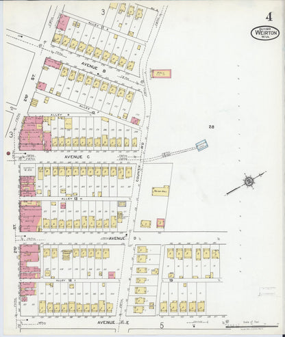 Sanborn Fire Insurance Map from Weirton, Hancock County, West Virginia (1919), Sheet #0004 - Complete Map Set gallery image, historic Sanborn map, vintage wall art, West Virginia West Virginia