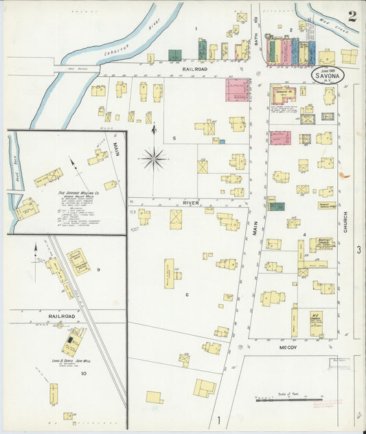 Sanborn Fire Insurance Map from Savona, Steuben County, New York (1909), Sheet #0002 - Historic Sanborn Fire Insurance Map Print, vintage old map wall art, antique decor, genealogy gift, New York New York map