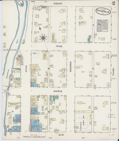 Sanborn Fire Insurance Map from River Falls, St. Croix and Pierce Counties, Wisconsin (1884), Sheet #0002 - Complete Map Set gallery image, historic Sanborn map, vintage wall art, Wisconsin Wisconsin