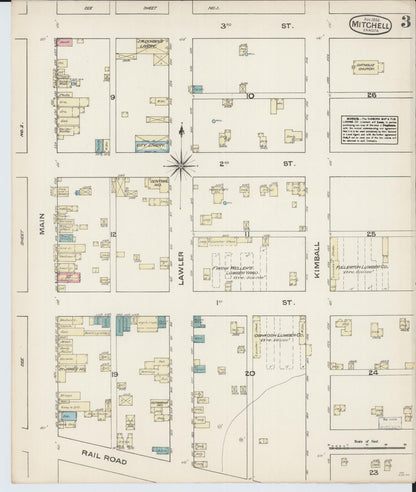 Sanborn Fire Insurance Map from Mitchell, Davison County, South Dakota (1884), Sheet #0003 - Complete Map Set gallery image, historic Sanborn map, vintage wall art, South Dakota South Dakota