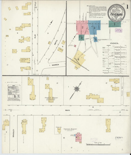 Sanborn Fire Insurance Map from Fryeburg, Oxford County, Maine (1911), Sheet #0001 - Complete Map Set gallery image, historic Sanborn map, vintage wall art, Maine Maine