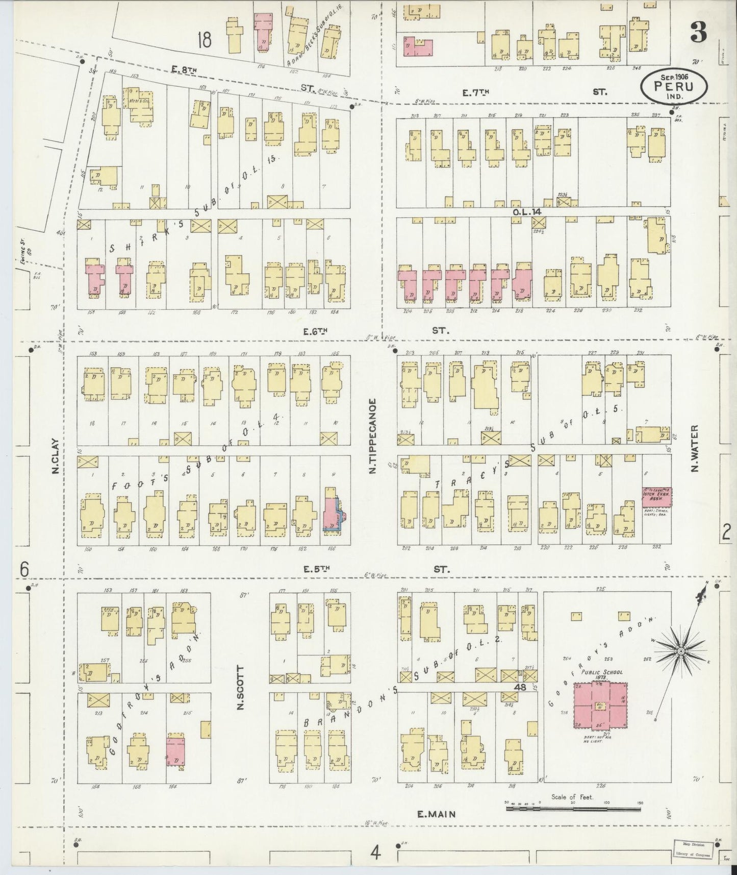 Sanborn Fire Insurance Map from Peru, Miami County, Indiana (1906), Sheet #0003 - Complete Map Set gallery image, historic Sanborn map, vintage wall art, Indiana Indiana