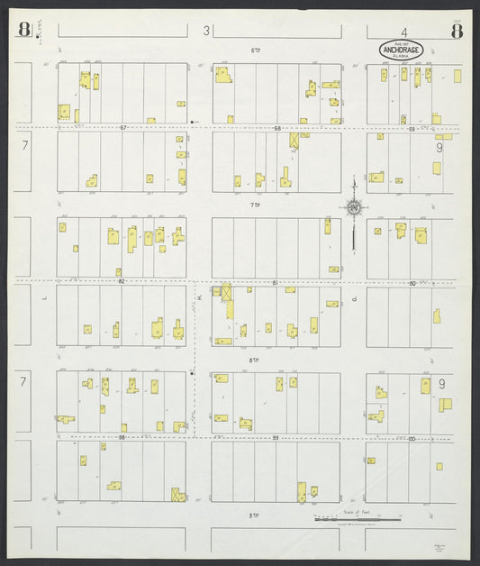 Sanborn Fire Insurance Map from Anchorage, Anchorage Census Division, Alaska (1927), Sheet #0008 - Historic Sanborn Fire Insurance Map Print, vintage old map wall art, antique decor, genealogy gift, Alaska Alaska map