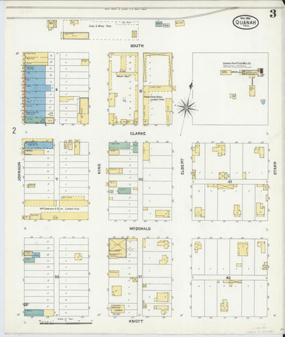 Sanborn Fire Insurance Map from Quanah, Hardeman County, Texas (1904), Sheet #0003 - Historic Sanborn Fire Insurance Map Print, vintage old map wall art, antique decor, genealogy gift, Texas Texas map