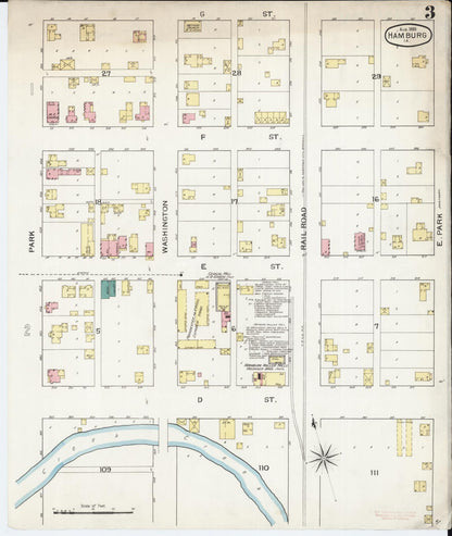 Sanborn Fire Insurance Map from Hamburg, Fremont County, Iowa (1893), Sheet #0003 - Historic Sanborn Fire Insurance Map Print