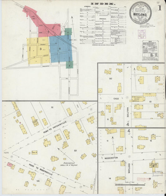 Sanborn Fire Insurance Map from Wayland, Steuben County, New York (1903), Sheet #0001 - Historic Sanborn Fire Insurance Map Print, vintage old map wall art, antique decor, genealogy gift, New York New York map
