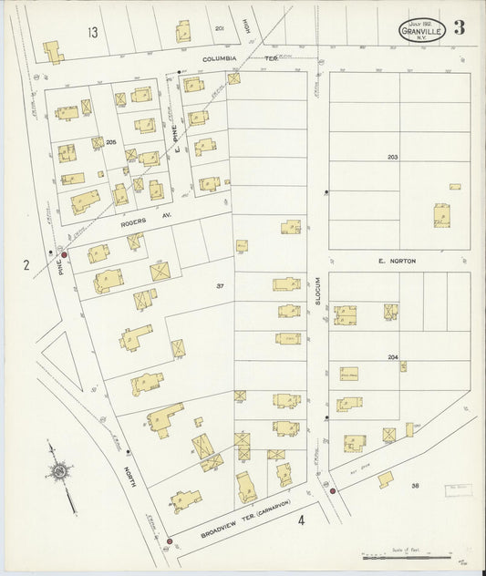 Sanborn Fire Insurance Map from Granville, Washington County, New York (1912), Sheet #0003 - Historic Sanborn Fire Insurance Map Print, vintage old map wall art, antique decor, genealogy gift, New York New York map