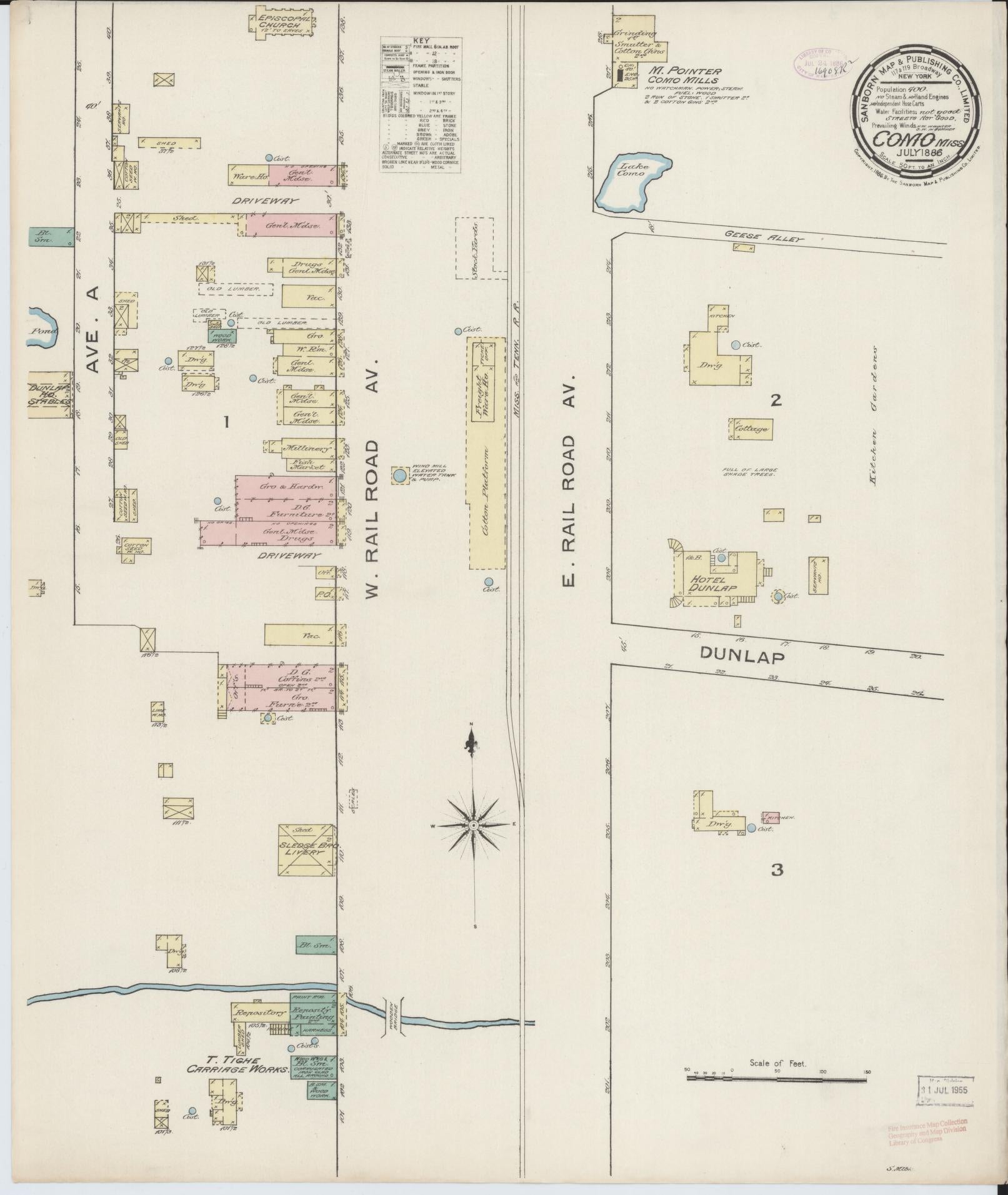 Sanborn Fire Insurance Map from Como, Panola County, Mississippi (1886), Sheet #0001 - Historic Sanborn Fire Insurance Map Print, vintage old map wall art, antique decor, genealogy gift, Mississippi Mississippi map