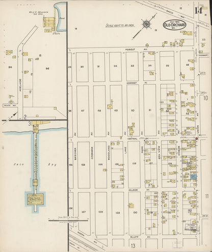 Sanborn Fire Insurance Map from Old Orchard, York County, Maine (1922), Sheet #0014 - Complete Map Set gallery image, historic Sanborn map, vintage wall art, Maine Maine