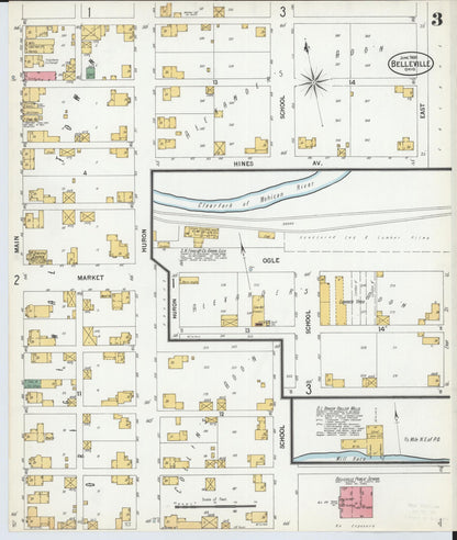 Sanborn Fire Insurance Map from Bellville, Richland County, Ohio (1900), Sheet #0003 - Historic Sanborn Fire Insurance Map Print, vintage old map wall art, antique decor, genealogy gift, Ohio Ohio map