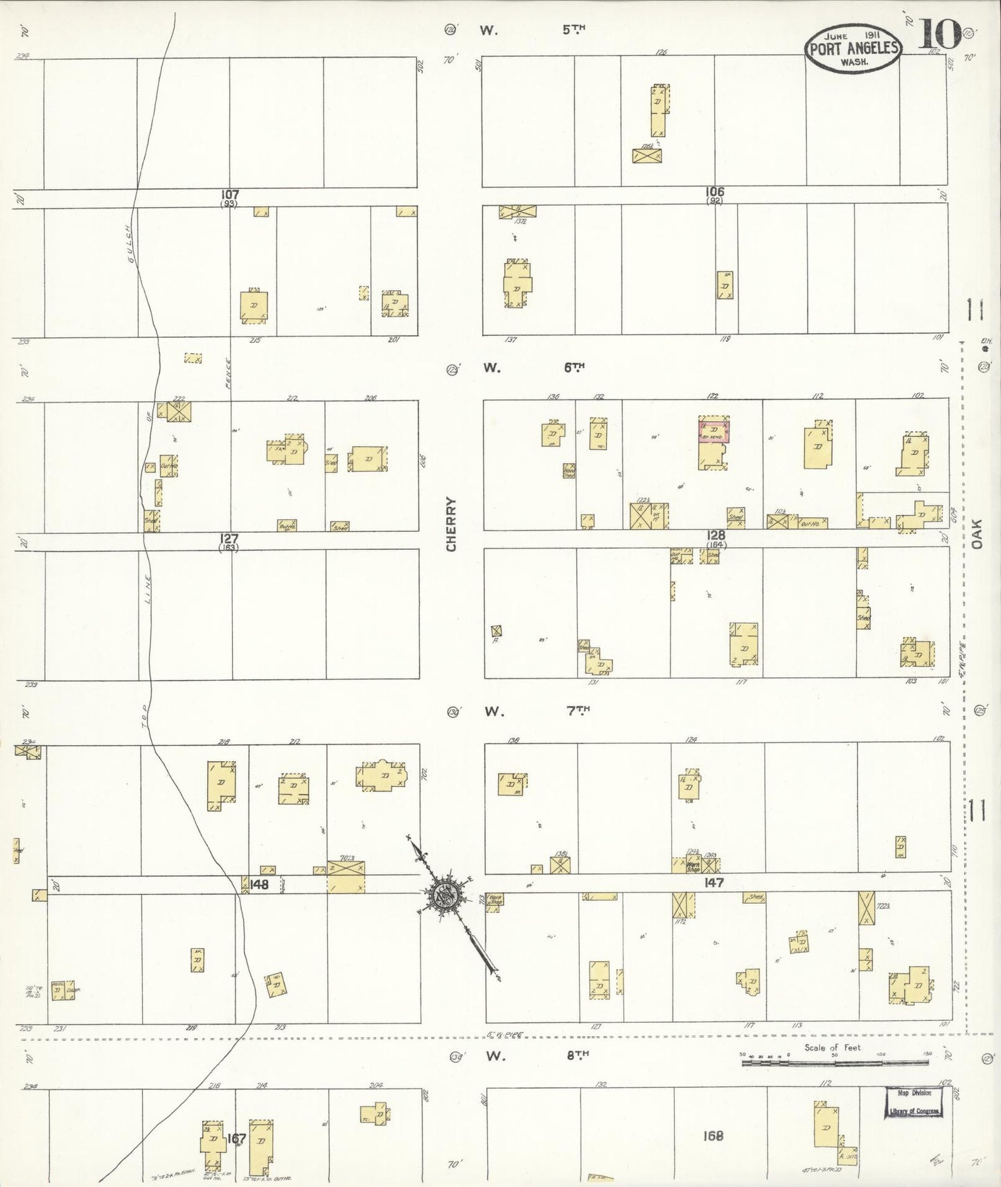 Sanborn Fire Insurance Map from Port Angeles, Clallam County, Washington (1911), Sheet #0010 - Complete Map Set gallery image, historic Sanborn map, vintage wall art, Washington Washington
