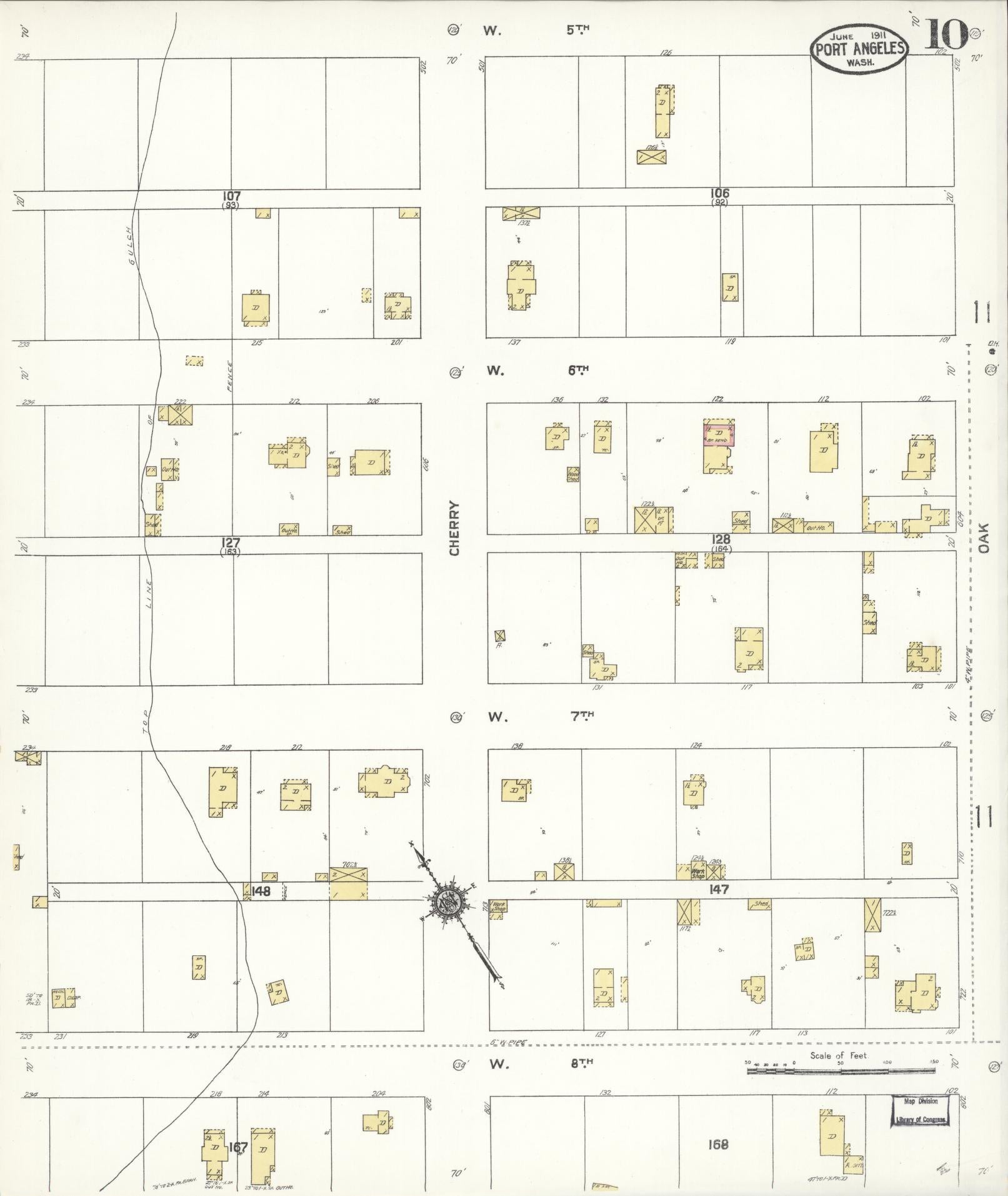 Sanborn Fire Insurance Map from Port Angeles, Clallam County, Washington (1911), Sheet #0010 - Complete Map Set gallery image, historic Sanborn map, vintage wall art, Washington Washington