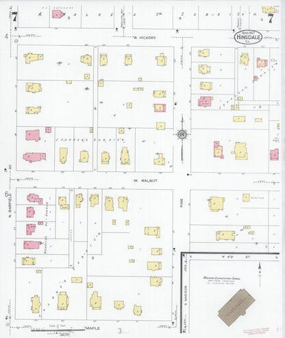 Sanborn Fire Insurance Map from Hinsdale, Du Page And Cook Counties, Illinois (1927), Sheet #0007 - Historic Sanborn Fire Insurance Map Print, vintage old map wall art, antique decor, genealogy gift, Illinois Illinois map