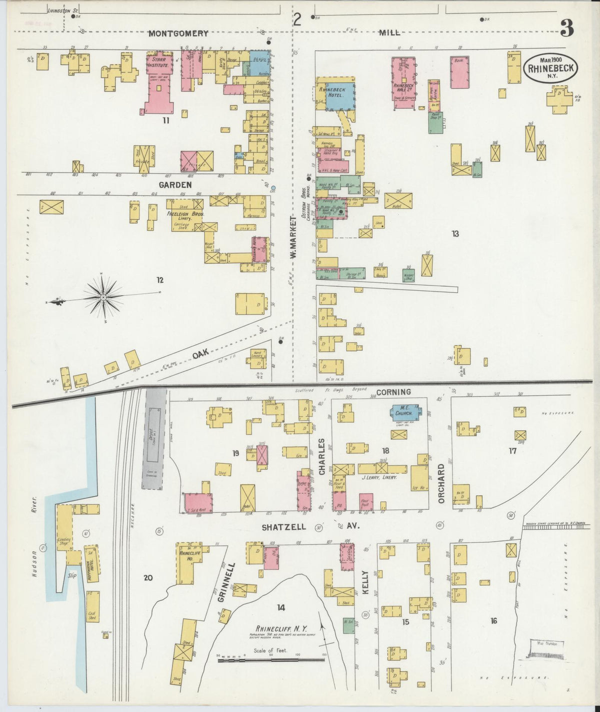 Sanborn Fire Insurance Map from Rhinebeck, Dutchess County, New York (1900), Sheet #0003 - Complete Map Set gallery image, historic Sanborn map, vintage wall art, New York New York