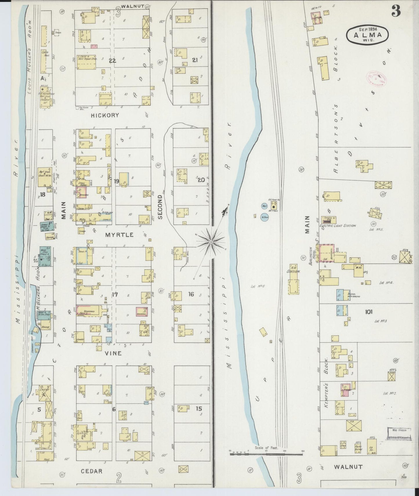 Sanborn Fire Insurance Map from Alma, Buffalo County, Wisconsin (1894), Sheet #0003 - Historic Sanborn Fire Insurance Map Print, vintage old map wall art, antique decor, genealogy gift, Wisconsin Wisconsin map