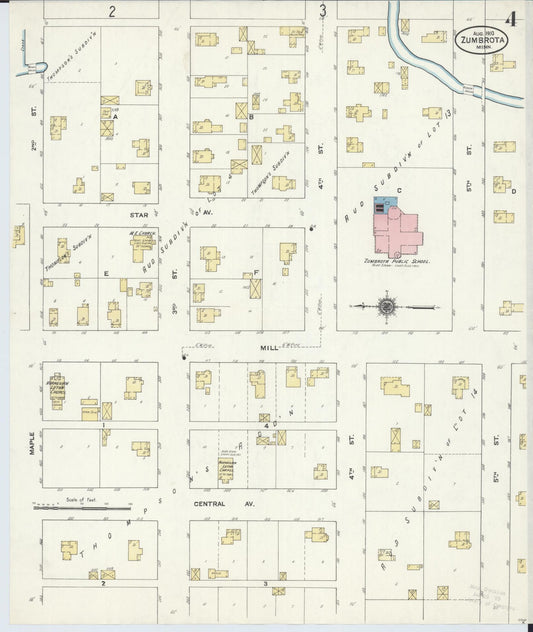Sanborn Fire Insurance Map from Zumbrota, Goodhue County, Minnesota (1910), Sheet #0004 - Historic Sanborn Fire Insurance Map Print, vintage old map wall art, antique decor, genealogy gift, Minnesota Minnesota map