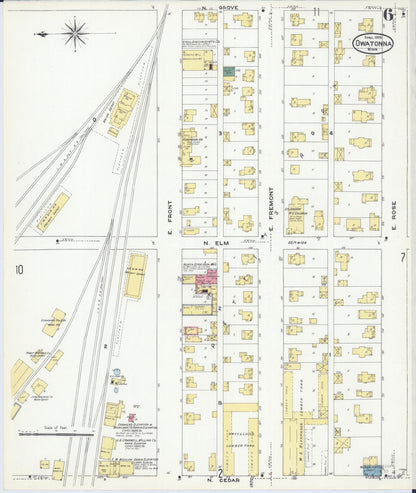 Sanborn Fire Insurance Map from Owatonna, Steele County, Minnesota (1909), Sheet #0006 - Complete Map Set gallery image, historic Sanborn map, vintage wall art, Minnesota Minnesota