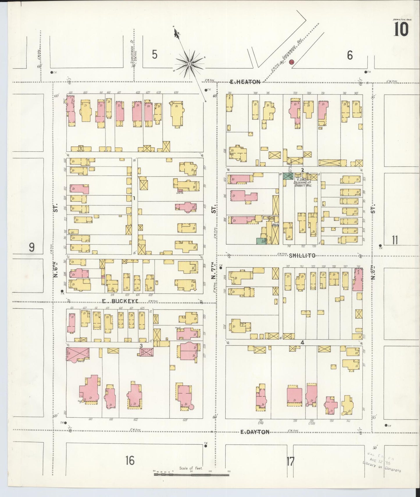 Sanborn Fire Insurance Map from Hamilton, Butler County, Ohio (1899), Sheet #0010 - Historic Sanborn Fire Insurance Map Print, vintage old map wall art, antique decor, genealogy gift, Ohio Ohio map