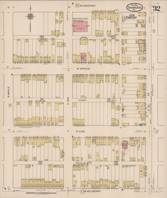 Sanborn Fire Insurance Map from Shamokin, Northumberland County, Pennsylvania (1922), Sheet #0032 - Historic Sanborn Fire Insurance Map Print, vintage old map wall art, antique decor, genealogy gift, Pennsylvania Pennsylvania map