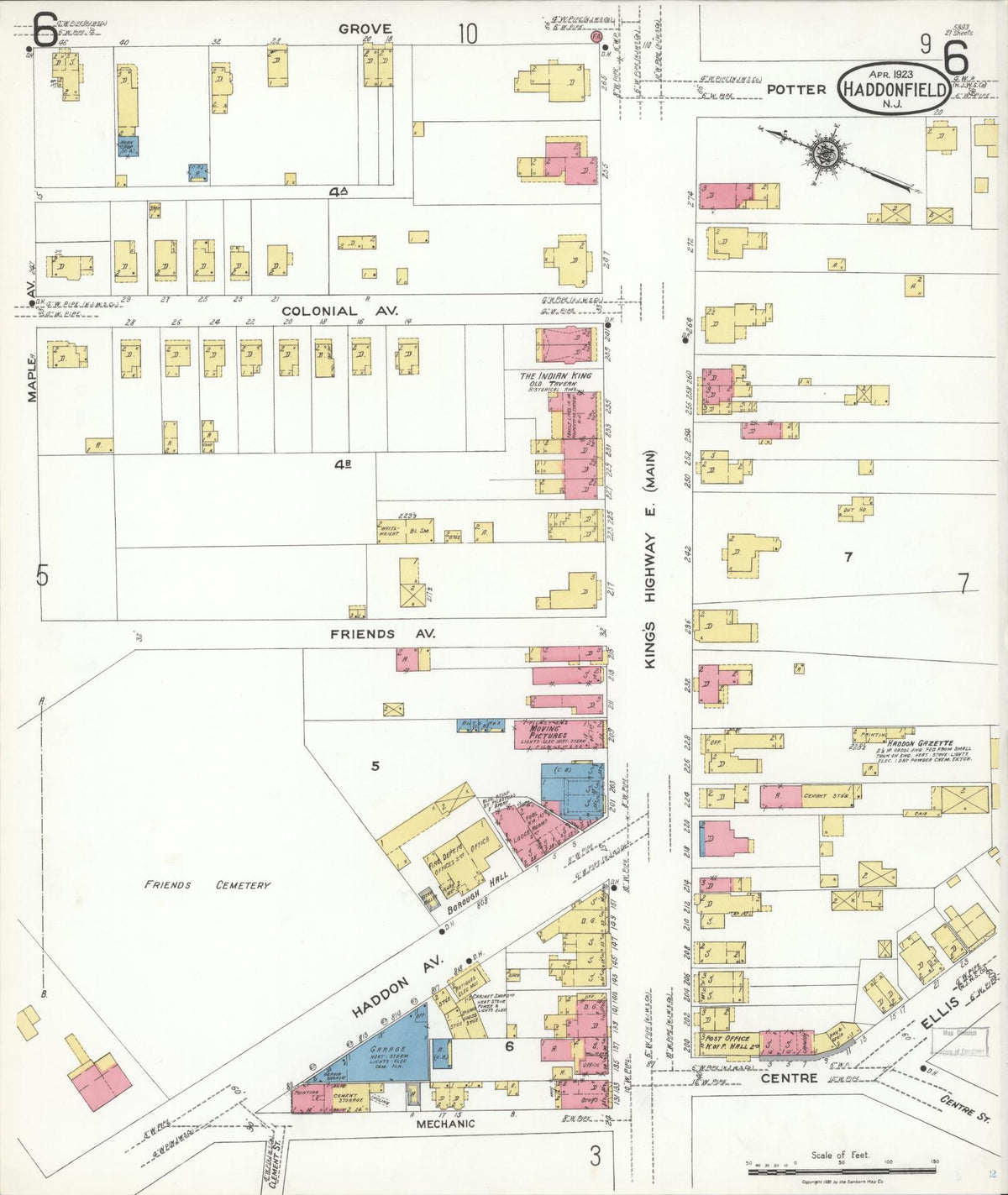 Sanborn Fire Insurance Map from Haddonfield, Camden County, New Jersey (1923), Sheet #0006 - Complete Map Set gallery image, historic Sanborn map, vintage wall art, New Jersey New Jersey