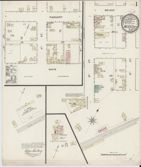 Sanborn Fire Insurance Map from Miles City, Custer County, Montana. (1886) – Historic Sanborn Fire Insurance Map Print