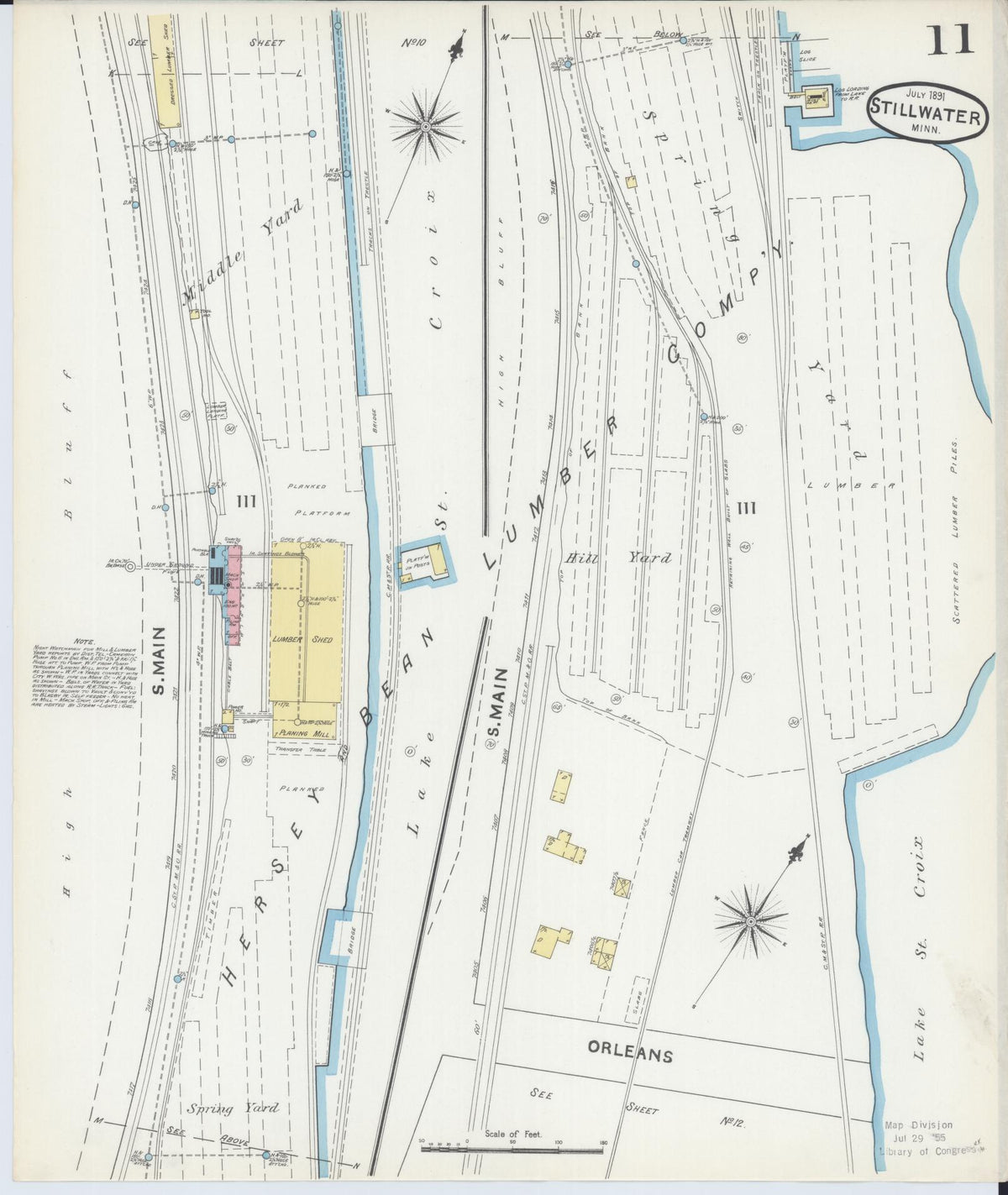 Sanborn Fire Insurance Map from Stillwater, Washington County, Minnesota (1891), Sheet #0011 - Historic Sanborn Fire Insurance Map Print, vintage old map wall art, antique decor, genealogy gift, Minnesota Minnesota map