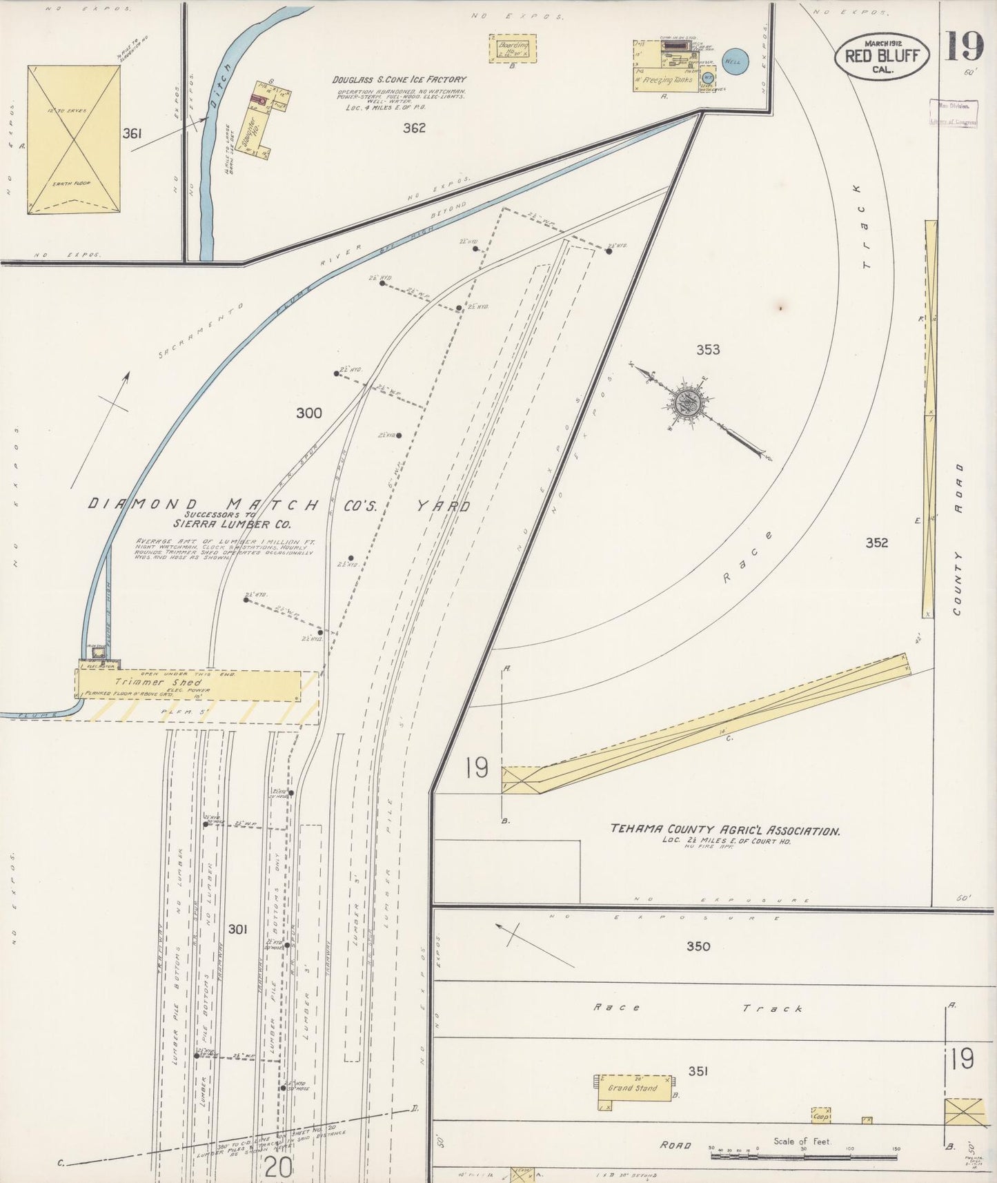 Sanborn Fire Insurance Map from Red Bluff, Tehama County, California (1912), Sheet #0019 - Complete Map Set gallery image, historic Sanborn map, vintage wall art, California California