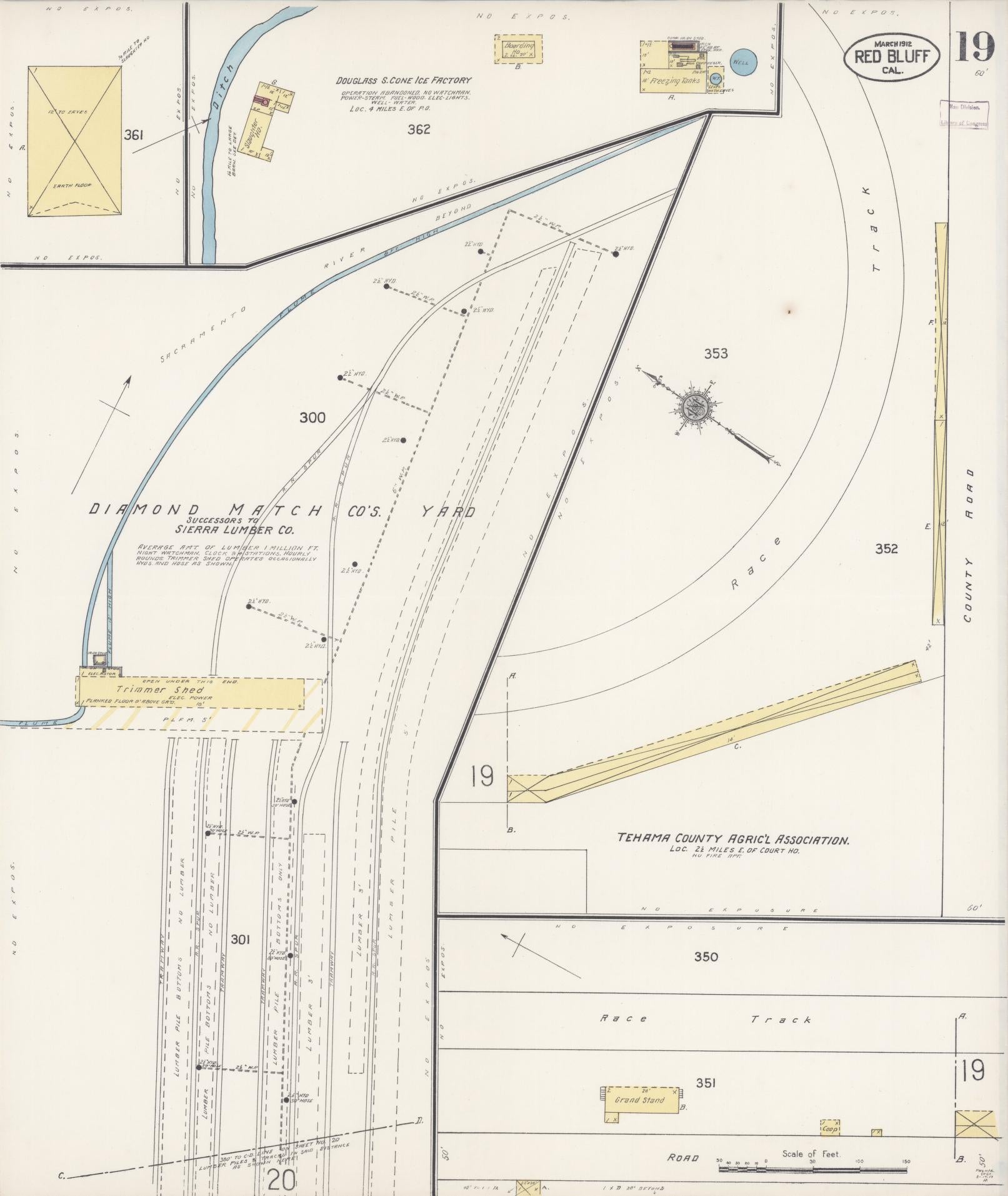Sanborn Fire Insurance Map from Red Bluff, Tehama County, California (1912), Sheet #0019 - Complete Map Set gallery image, historic Sanborn map, vintage wall art, California California