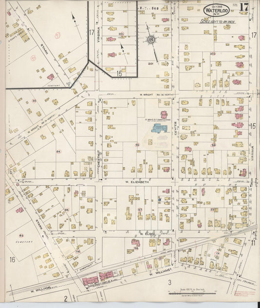 Sanborn Fire Insurance Map from Waterloo, Seneca County, New York (1948), Sheet #0017 - Historic Sanborn Fire Insurance Map Print, vintage old map wall art, antique decor, genealogy gift, New York New York map