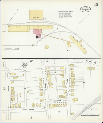 Sanborn Fire Insurance Map from Richmond, Madison County, Kentucky (1907), Sheet #0015 - Complete Map Set gallery image, historic Sanborn map, vintage wall art, Kentucky Kentucky