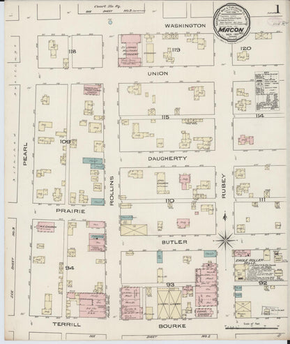 Sanborn Fire Insurance Map from Macon, Macon County, Missouri (1885), Sheet #0001 - Complete Map Set gallery image, historic Sanborn map, vintage wall art, Missouri Missouri