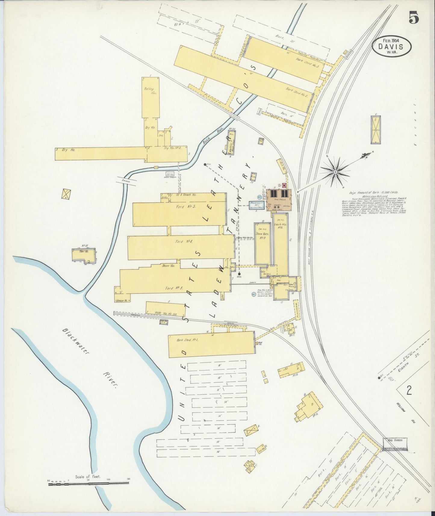 Sanborn Fire Insurance Map from Davis, Tucker County, West Virginia (1904), Sheet #0005 - Historic Sanborn Fire Insurance Map Print, vintage old map wall art, antique decor, genealogy gift, West Virginia West Virginia map