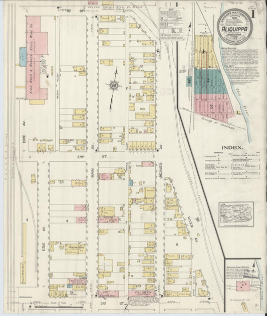 Sanborn Fire Insurance Map from Aliquippa, Beaver County, Pennsylvania (1912), Sheet #0001 - Historic Sanborn Fire Insurance Map Print, vintage old map wall art, antique decor, genealogy gift, Pennsylvania Pennsylvania map