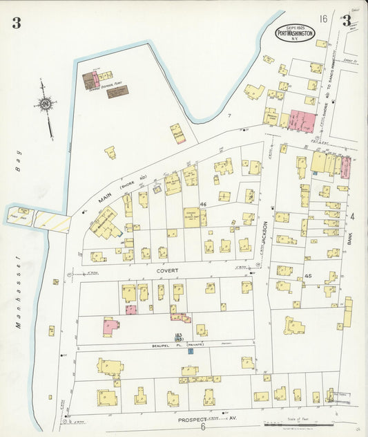 Sanborn Fire Insurance Map from Port Washington, Nassau County, New York (1925), Sheet #0003 - Historic Sanborn Fire Insurance Map Print, vintage old map wall art, antique decor, genealogy gift, New York New York map