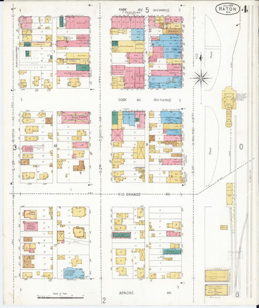 Sanborn Fire Insurance Map from Raton, Colfax County, New Mexico (1906), Sheet #0004 - Historic Sanborn Fire Insurance Map Print, vintage old map wall art, antique decor, genealogy gift, New Mexico New Mexico map