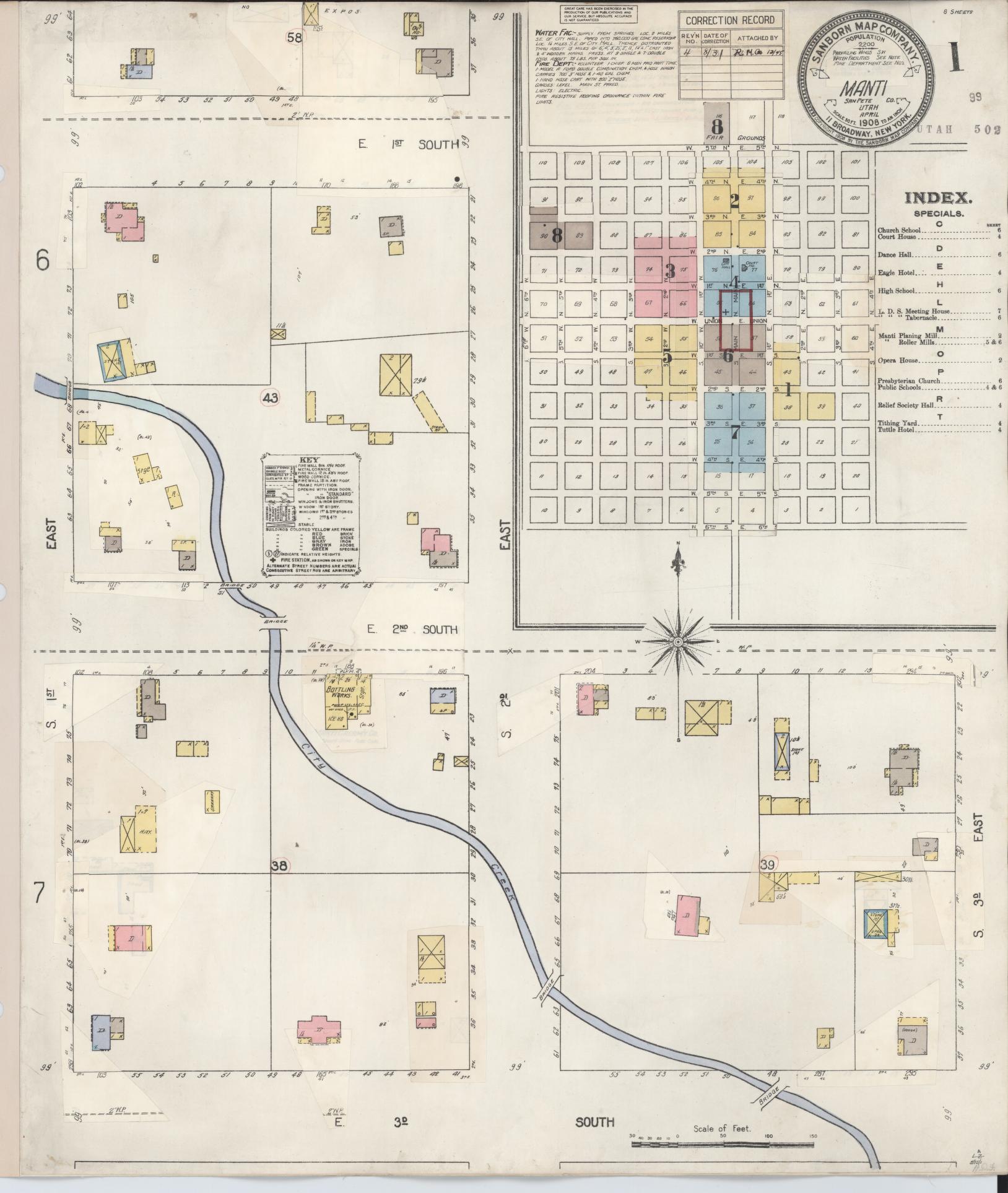 Sanborn Fire Insurance Map from Manti, Sanpete County, Utah (1931), Sheet #0001 - Complete Map Set gallery image, historic Sanborn map, vintage wall art, Utah Utah