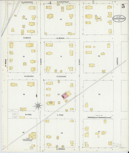 Sanborn Fire Insurance Map from Coudersport, Potter County, Pennsylvania (1903), Sheet #0005 - Complete Map Set gallery image, historic Sanborn map, vintage wall art, Pennsylvania Pennsylvania