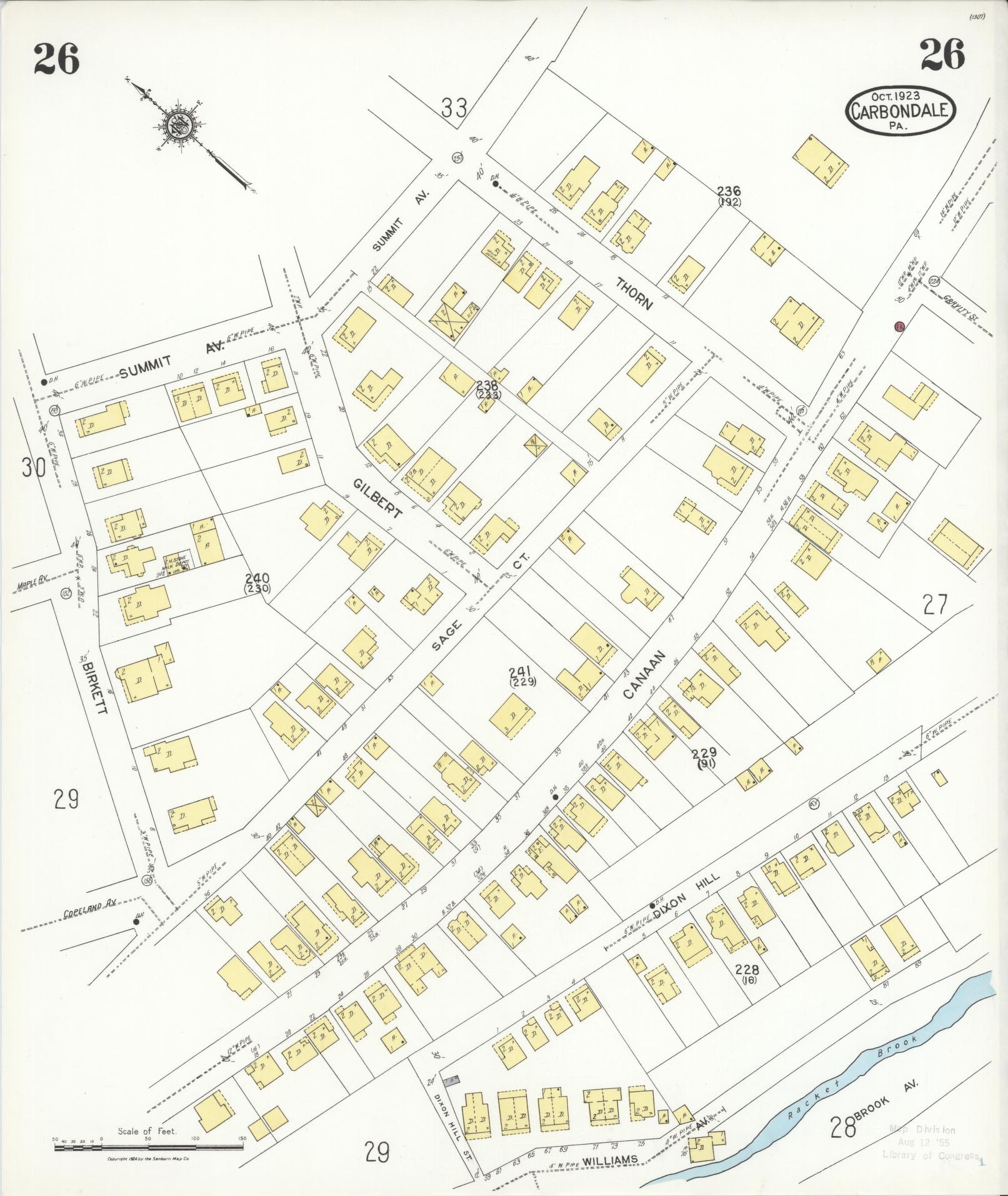 Sanborn Fire Insurance Map from Carbondale, Lackawanna County, Pennsylvania (1923), Sheet #0026 - Historic Sanborn Fire Insurance Map Print, vintage old map wall art, antique decor, genealogy gift, Pennsylvania Pennsylvania map
