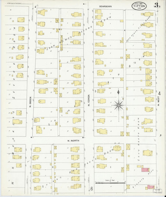Sanborn Fire Insurance Map from Tipton, Tipton County, Indiana (1909), Sheet #0003 - Historic Sanborn Fire Insurance Map Print, vintage old map wall art, antique decor, genealogy gift, Indiana Indiana map
