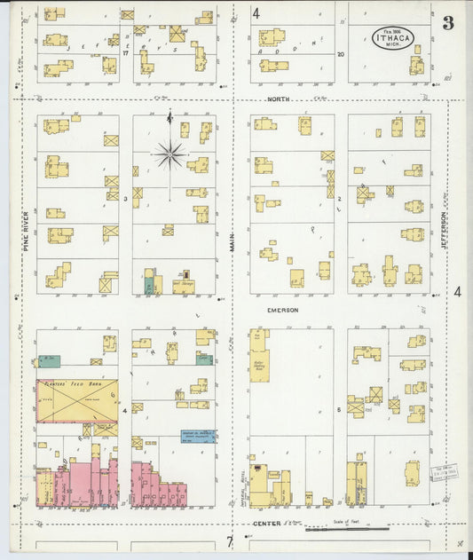 Sanborn Fire Insurance Map from Ithaca, Gratiot County, Michigan (1906), Sheet #0003 - Historic Sanborn Fire Insurance Map Print, vintage old map wall art, antique decor, genealogy gift, Michigan Michigan map