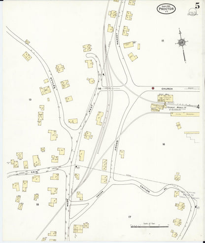 Sanborn Fire Insurance Map from Proctor, Rutland County, Vermont (1910), Sheet #0005 - Complete Map Set gallery image, historic Sanborn map, vintage wall art, Vermont Vermont