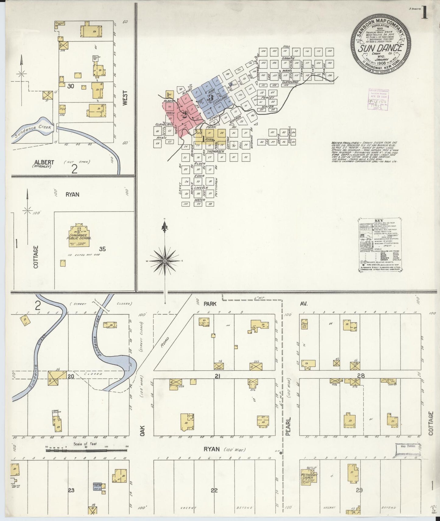 Sanborn Fire Insurance Map from Sundance, Crook County, Wyoming. (1908) – Historic Sanborn Fire Insurance Map Print