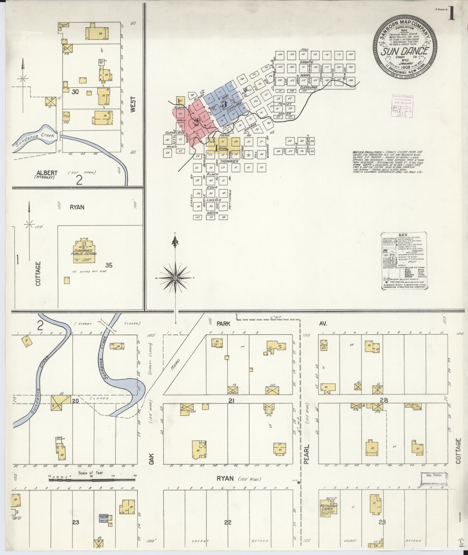 Sanborn Fire Insurance Map from Sundance, Crook County, Wyoming. (1908) – Historic Sanborn Fire Insurance Map Print