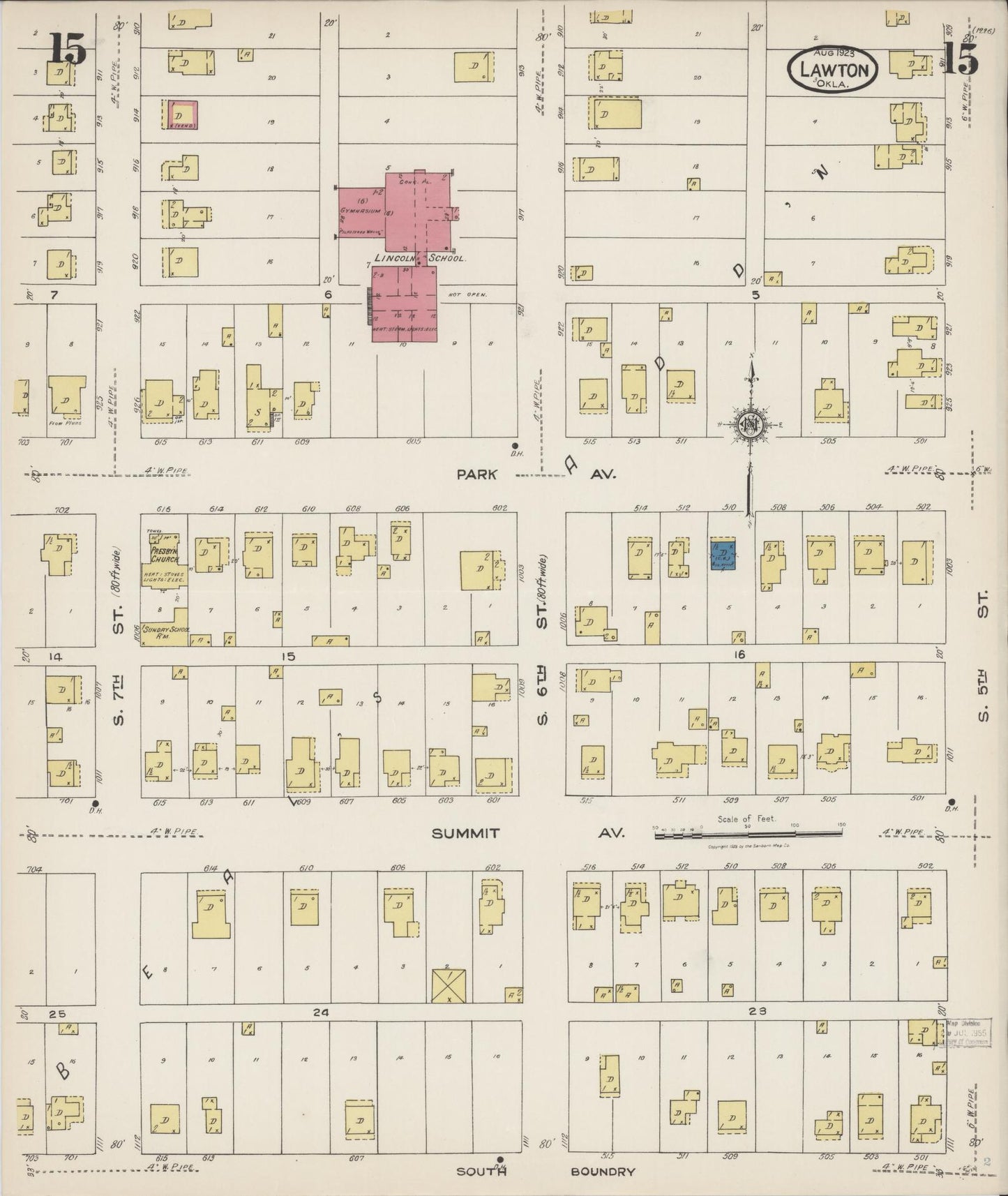 Sanborn Fire Insurance Map from Lawton, Comanche County, Oklahoma (1923), Sheet #0015 - Complete Map Set gallery image, historic Sanborn map, vintage wall art, Oklahoma Oklahoma